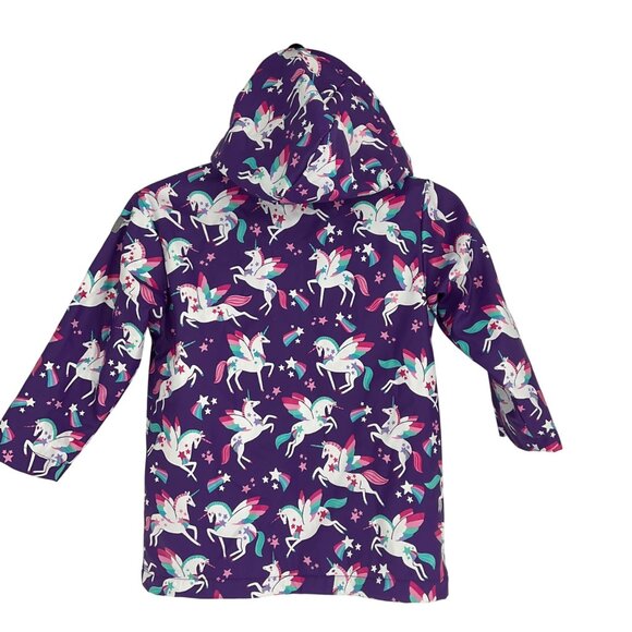 Hatley Kids Unicorn Rain Jacket Size 5 Purple Waterproof Hood pink terry lining - Picture 9 of 10